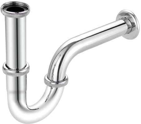 F Fityle Sifón de Acero Inoxidable para de Desagüe en Lavabo y Cocina, 37 cm