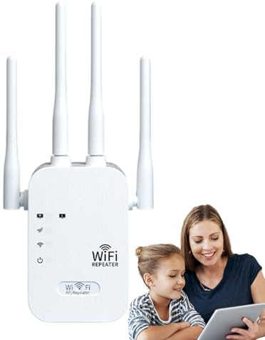 Internet Extender WiFi Booster, Internet Booster 1200Mbps Extensor WiFi más | Enrutadores de red de 4 puertos, banda doble 5GHz/2.4GHz, configuración rápida, cobertura más amplia