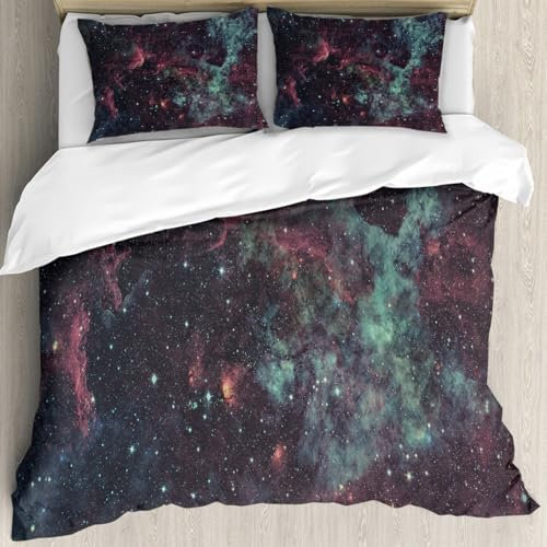 MJNLYDAO Sleeptime 100% Baumwolle Bettwäsche - Bettbezüge mit Reißverschluss - Set mit 2 Kissenbezüge,Astronomie abstrakt Galaxie Wissenschaft Nebel dunkle Wolken Weltraum Teleskop Him,152x203 cm