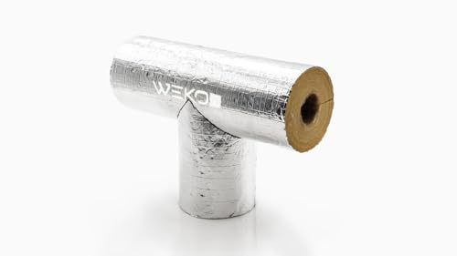Rohrisolierung Mineralwolle T-Stück WeKoFlex® | 15-89mm x 30mm Dämmung | für Heizungs-, Kaltwasser-, Sanitärleitungen | 50-100% GEG, EnEV | Schwer entflammbar & Schalldämmend (35mm x 30mm | 100% GEG)