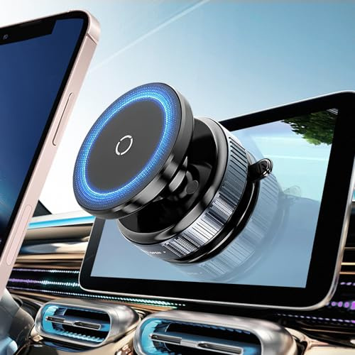 Libershine Porta Cellulare auto Ventosa, Supporto Magnetico Cellulare Auto Ruotabile a 360° Fissaggio a Vuoto, Portacellulare Auto Universale con due Anelli Magnetici Adatto a Superfici Lisce