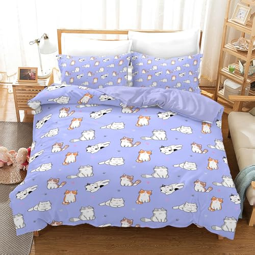 IUNTWEIE - Biancheria da letto con motivo gatto, 200 x 200 cm, design gatto 3D, con chiusura lampo, piacevole set di biancheria da letto in microfibra (100 x 135 cm, gatto 4)