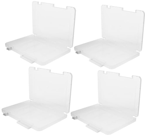 GRIRIW Cajas De Archivos A4 Grandes Blancas 4 Piezas Caja De Almacenamiento Plástico PP Hebilla Cierre Seguro para Oficina y Organización De Documentos Portátil y Apilable