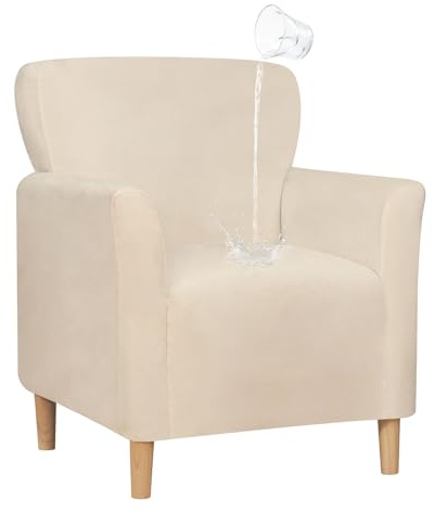 NICEEC Spandex Stretch Accent Chair Covers Armchair Super Soft Modern Banquet Arm Chair Cover Water Repellent Mid Century Armchair Slipcovers Furniture Protector for Living Room Office Reading(Beige)