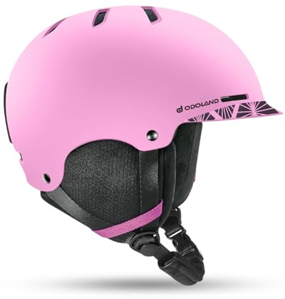 Odoland Casco da Sci per Adulti e Ragazzi, Helmet da Snowboard per Uomo e Donna, Casco da Neve Ventilazione, Paraorecchie Rimovibili, Compatibile con Occhiali da Sci e Snowboard, Rosa