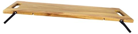 LOVIVER Grande tagliere per salumi con manici, elegante piatto da portata, gambe lunghe pieghevoli, tagliere in legno per il tè pomeridiano, L