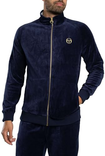 Sergio Tacchini Men's Court Velour Track Jacket, Maritime Blue/Gardenia, XL