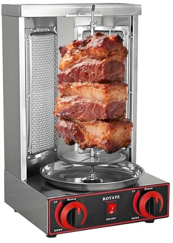 Asador Para Kebab Döner Giratorio De 360°, As-ador Vertical Para Shawarma, A-sador De Acero Inoxidable Con 2 Quemadores, Brochetas De Kebab Sin Humo Para Cocina Y Fiestas(Gas-2800P)