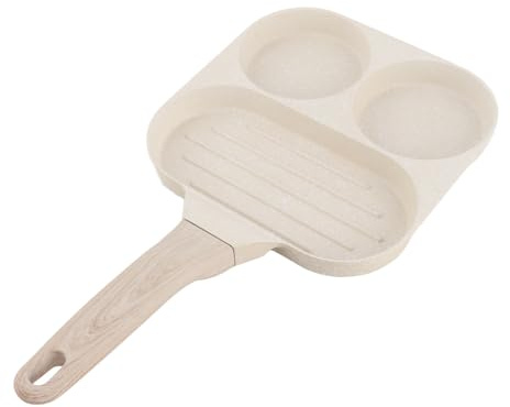 Naroote Padella, Padella per Colazione 3 in 1, Lega di Alluminio Leggera Antiaderente per Bistecca per Frittata (Stufa a gas)
