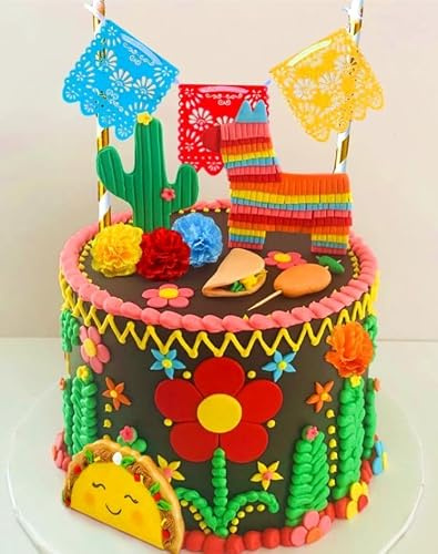JeVenis papel picado striscione torta festa messicana decorazione torte | papel picado striscione torta festa messicana decorazione torte figure torta nuziale messicana pinata addobbo torta figura
