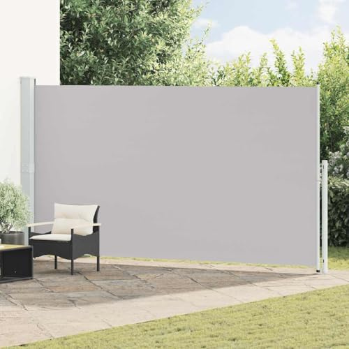 Mokuyary Tenda da sole laterale allungabile per patio 200 x 500 cm, grigio, tenda laterale per esterni, protezione solare o vento, protezione dagli sguardi indiscreti, per giardino, balcone, terrazza