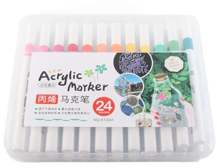 LIYJTK MARCADORES DE PINTURA ACRÍLICA COLORES BRILLANTES COBERTURA FUERTE MARCADORES DE GRAFFITI REDONDOS PARA VIDRIO METAL MADERA (24 colores)