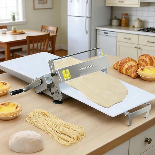 Sfogliatrice Manuale per Pasta, Rullo per Pasta in Acciaio Inox Con Spessore Regolabile Da 0 a 25 Mm, Sfogliatrice Pasticceria per Croissant, Pizza, Pasta, Per Uso Domestico E Commerciale 300