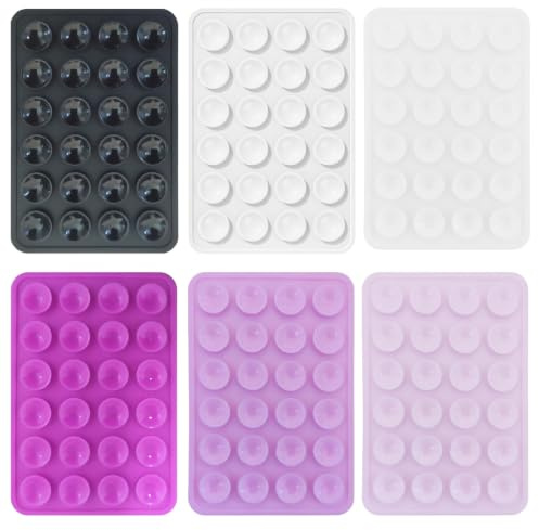 iLamvie Set da 6 Ventose in Silicone per Telefono, Supporto Smartphone Antiscivolo Autoadesivo per Selfie, Video e Vlog, Mani Libere, per Specchi, Finestre e Superfici Lisce