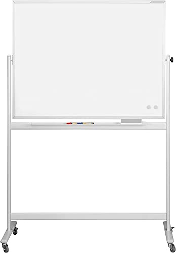 magnetoplan 1240989 Whiteboard mit Fahrgestell, speziallackierte Oberfläche, komplett mit Ablageschale für Marker und Zubehör, 2000 x 1000 mm
