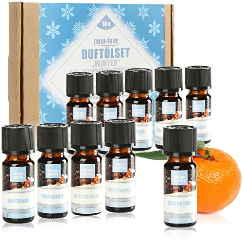 com-four® 10x duftende Öle im Set - Raumduft Winterstimmung - Duftöl | Für Aroma-Diffusoren, Lufterfrischer, Wasser-Verdampfer, Luft-Befeuchter