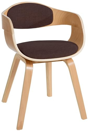 CLP Esszimmerstuhl ergonomisch Kingston,Lehnstuhl mit umlaufender Rückenlehne, Holzgestell belastbar bis 150 kg, Farbe:Natur/braun
