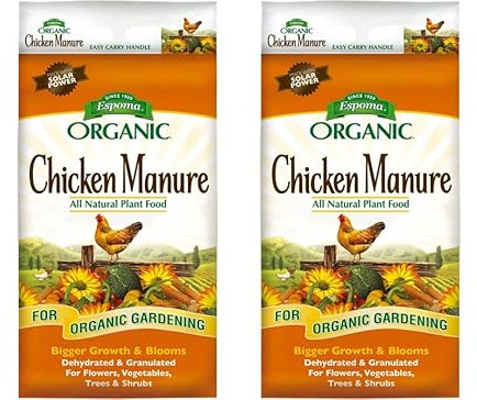 Espoma Organic Chicken Manure 25 lb. Bag. All Natural & Organic Fertilizer for All Flowers, Vegetables, Trees, and Shrubs. for Organic Gardening - 2 Pack