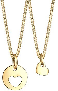 Elli Halskette Damen Set Herz Cut-Out Anhänger Mutter Kind Liebe