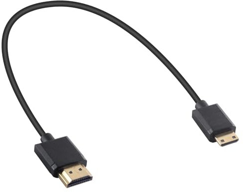 Duttek Mini-HDMI a HDMI, cavo ultra sottile da HDMI maschio a mini HDMI maschio, supporto 4K Ultra HD, 1080p, 3D, per proiettore, monitor, videocamera (HDMI 2.0) 30cm/12inches