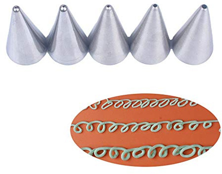 DUORUI 5pcs Icing Piping Nozzle Tips Stainless Steel Small Round Hole Shape for Cream Cake Writing Outlining Decorating Cupcake Fondant Cake
