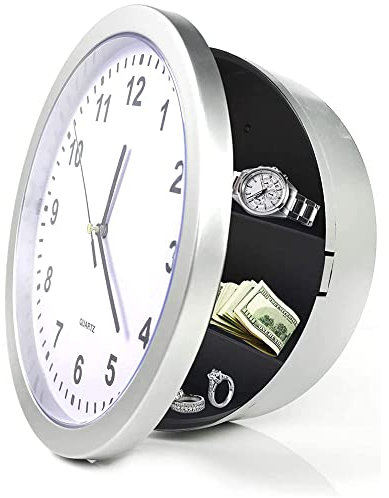 PLASTIFIC Wall Clock Hidden Safe Secret Wall Clock Safes Container for Money Stash Valuables Jewelry Cash Storage Safe Box Kitchen Storage Man Cave Secret Stash