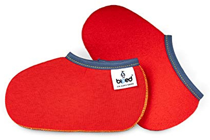 biped chaussettes pour bottes d’enfants ZWERGPINGUIN - chaussettes pour bottes en caoutchouc en rouge ou bleu - chaussettes pour ski et patins à glace z2742(rouge-33-34)