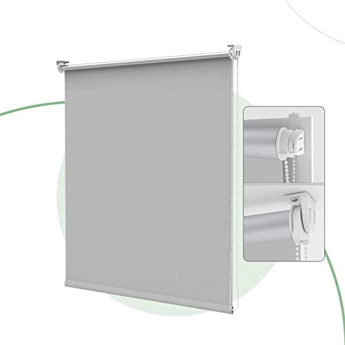HOMEDEMO Verdunkelungsrollo Klemmfix, ohne Bohren/zum Bohren (Grau, 60x170) Silberbeschichtung 100% Verdunklungsrollo Thermorollo, Fensterrollo, Sonnenschutz, Seitenzugrollo für Fenster & Tür