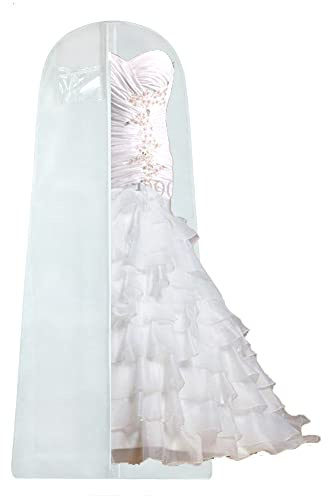 Wedcova Borsa per abiti da sposa UK | Borse per abiti da appendere | Protezione da viaggio a lunghezza intera per abiti da sposa | Copertura lunga per abiti da donna | 183 cm | Bianco