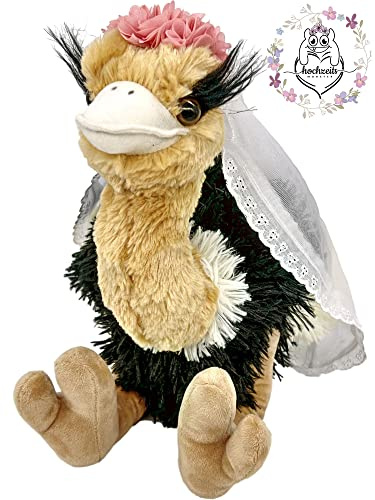 hochzeitsMONSTER Brautstrauß Gerda **Premium** Plüschtier - Vogel Strauß Stofftier Partygag als Wurfstrauss für die Hochzeit oder für Braut und Junggesellinnen.