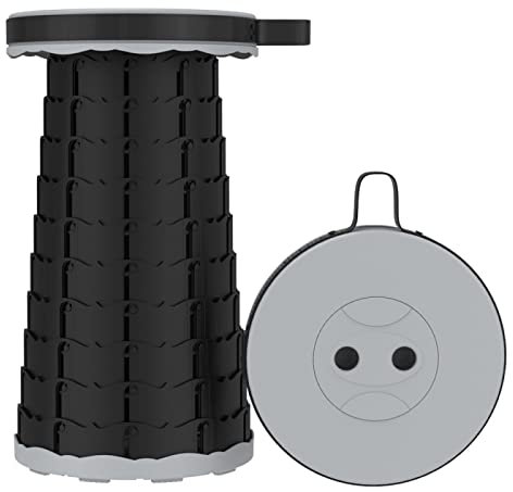 ZLASS Klapphocker Faltbar, Campinghocker Klapphocker Faltbar Teleskophocker Hocker Höhenverstellbar Falthocker für Camping, Grillen, Angeln, Wandern, max. Belastung 180 kg,Grey
