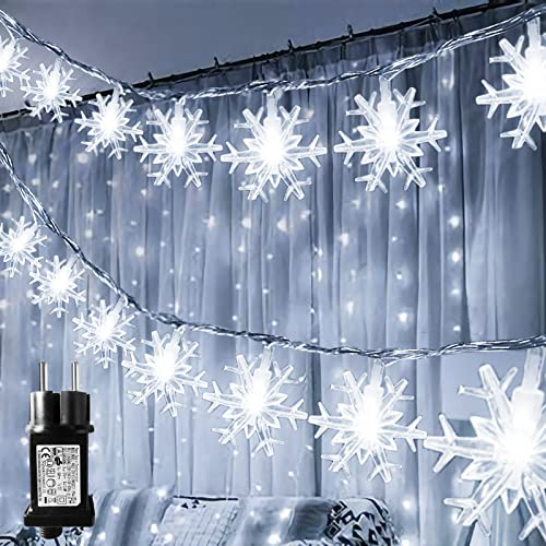 Schneeflocke Lichterketten Außen,10M 100 LED Lichterkette weihnachtsbaum 8 Modi Wasserdicht Lichterkette Weihnachten Weihnachtsdeko Außen Innen Tannenbaum Weihnachtsbeleuchtung Garten Hochzeit Party