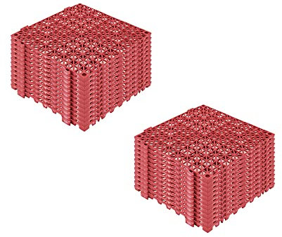 hzexun Set de 20 Baldosas Azulejos de Suelo de Garaje 30 X 30 cm,baldosa de Cubierta de Plástico de 1,5 cm de Grosor Para Garaje,terrazas,Jardines,Balcones,Piscinas,Interiores y Exteriores (Rojo)