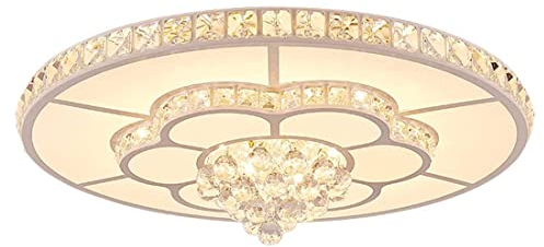 K9-Kristall Wohnzimmerlampe Deckenleuchte Dimmbar LED Panel Lampe mit Fernbedienung Ø60cm 80W Blumendesign Modern Rund Weiß Kristalllampe Deckenbeleuchtung für Büro Schlafzimmer Esszimmer Kinderzimmer