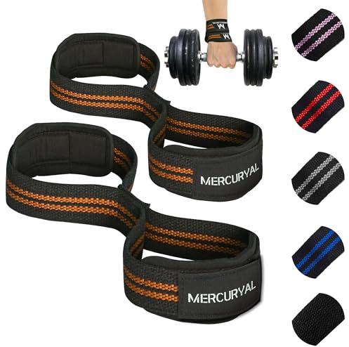 MERCURYAL Straps en 8 Gym pour niveau avancé et professionnel – Straps Powerlifting – Sangles de préhension en forme 8 de gymnastique et poids mort – Complément pour la salle de gym – Accessoires de