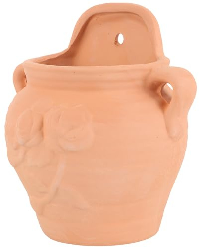 Yardwe Pot De Plante Suspendu en Terre Cuite 6.7 Pouces Jardinière Murale pour Balcon Jardin Intérieur Extérieur Décoration Suspendue pour Plantes Succulentes Et Fleurs