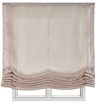 Estores Plegables Visillo básico Transparente sin Varillas Estor Plegable Textil translucido en Interior Ventanas Cortinas Paqueto Persianas Romanas STORESDECO Beige 120 x 175 cm