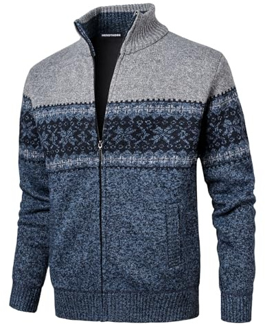 Herothorn Uomo Cardigan Felpa Cappotto Lana imbottito Tops con Cerniera Lavorato a Maglia Maglione Stand colletto con 2 Tasche Caldo Maniche Lunghe Calda Casual Cappotti Inverno Manica Lunga Invernale