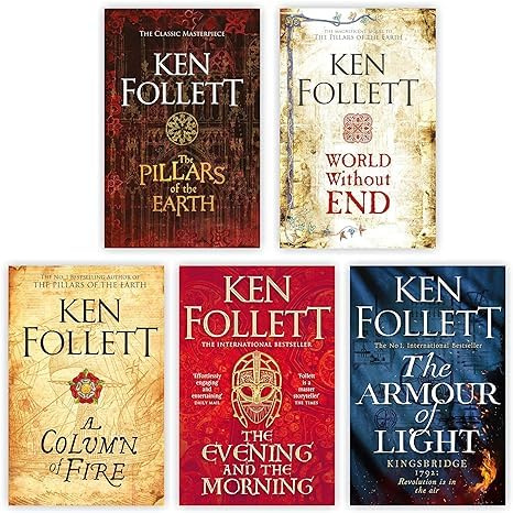 By Ken Follett Kingsbridge Series 5 Books collection set: The Pillars of the Earth, World Without End, A Column of Fire ,The Evening and the Morning & The Armour of Light