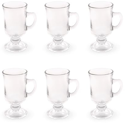 Excelsa Iris Set of 6 Irish Coffee Mugs, Glass, 120 ml Capacity