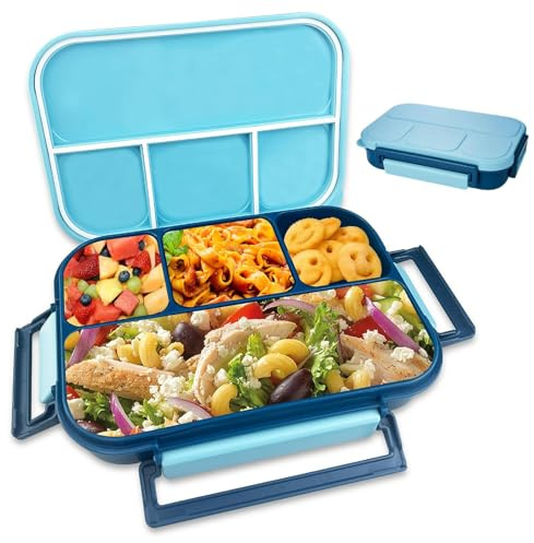 Diompirux 1000ml Caja Bento a Prueba de Fugas para Niños Adultos con 4 Compartimentos, Sin BPA Microondas y Lavavajillas, para Sándwiches, Pequeños Tentempiés y Sobras, para trabajo-escuela-al