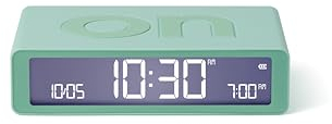Lexon Flip Classic Digitaler Wecker mit umkehrbaren EIN/Aus-Seiten, wiederaufladbare Nachttischuhr mit LCD-Display, Berührungssensor für Schlummer- und Lichtfunktion – Mint