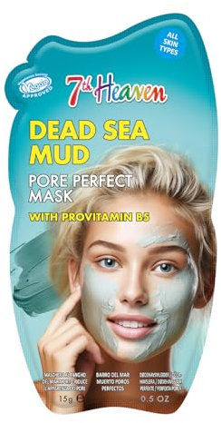 7th Heaven Maschera per il viso all'argilla del Mar Morto con pro-vitamina B5, maschera all'argilla per ridurre i pori e opacizzare per una pelle più liscia - Genuine 7th Heaven Face Masks Skincare
