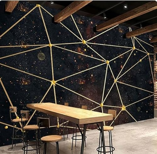 vsdhlsidgl 3D-Tapete, Schwarz-Gold, Geometrie, Wandbild, Tapete, Kunst, Wandtuch, Wohnzimmer, Sofa, Hintergrund, Wandverkleidung, Heimdekoration, 3D, 200 x 140 cm