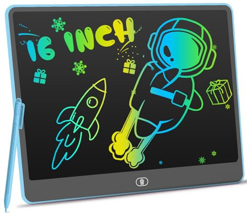 LEYAOYAO LCD Schreibtablett, 16-Zoll zeichentablett, farbenfrohes Zeichentafeln für Kinder, Auto-Reise-Schulspiele, 3-8 Geburtstagsgeschenk für Mädchen und Jungen(Blua)