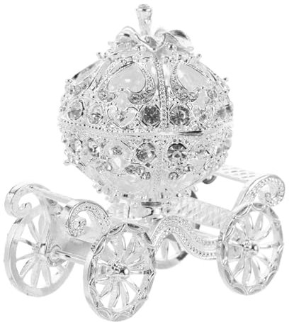 LIFKOME 6 Stücke Handgemachte Kürbis Kutsche Handwerk Kristall Schmuck Box Silber Strass Schmuck Wohnkultur Hochzeit Präsentieren