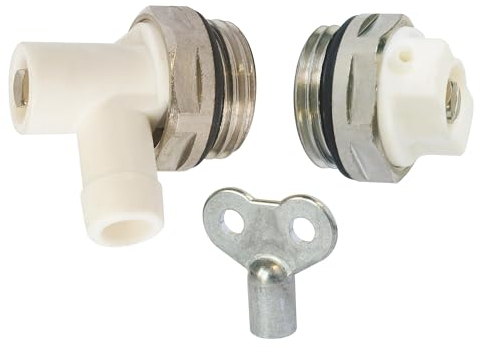 SOMATHERM FOR YOU, 601520402 Bleed/Drain kit + 1/2 (15x21) Key Kit Includes one M1/2 (15x21) air Bleeder and one M1/2 (15x21) Shut-Off Valve with Matching Square Key.