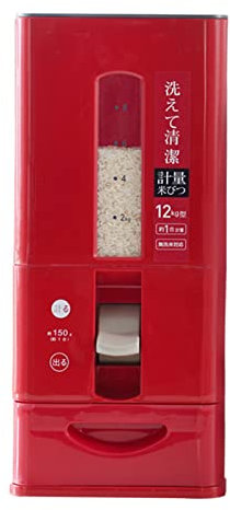Contenedor de Granos Sellado, Dispensador de Arroz con Cajón, Cubo de Arroz Doméstico Tipo Embudo de Escala Transparente, Recipiente de Plástico Grande para Avena de Soja (L Rojo