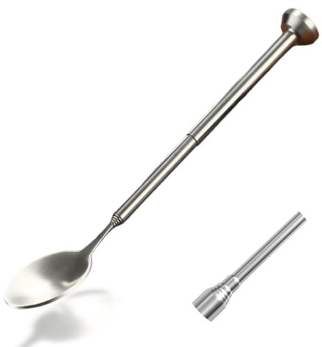 Ouliget Telescopic Cocktail Mixing Spoon,5.5~17.5Stainless Steel Extendable Spoon for Drink,Long Handle Iced Tea Spoons Stirring Spoon for Bar Barbecue Tableware Supplies