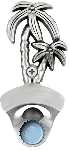 Jumiok Vintage Silver Bottle Opener Wall Mount with Magnet, Plam Tree Magnetic Screw in Wall Beer Bottle Opener for Bar Kitchen